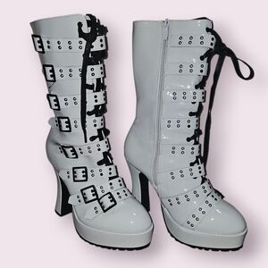 White Strappy Platform Boots